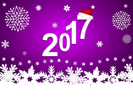 New Year 2017 on a purple background with snowflakes vector