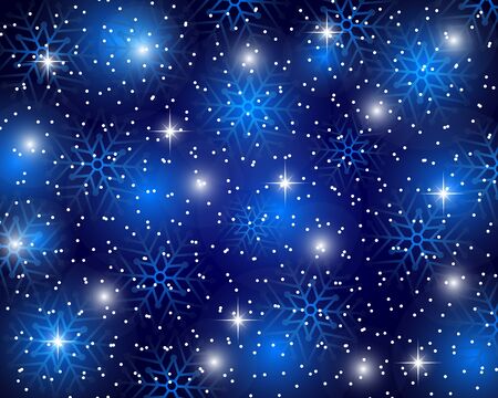 Christmas blue background with snowflakes, vector illustrationのイラスト素材