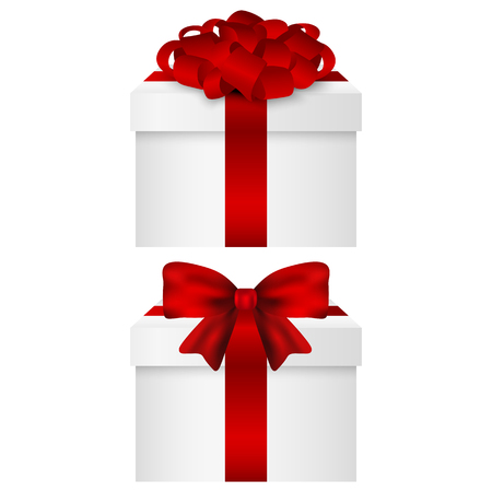 Gift Collection in a box with a red bow vectorのイラスト素材