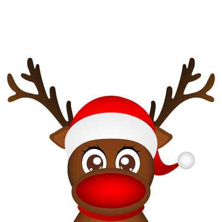Cheerful cartoon reindeer on a white background, vector illustrationのイラスト素材