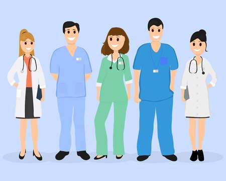 Group of doctors in a hospital, flat designのイラスト素材
