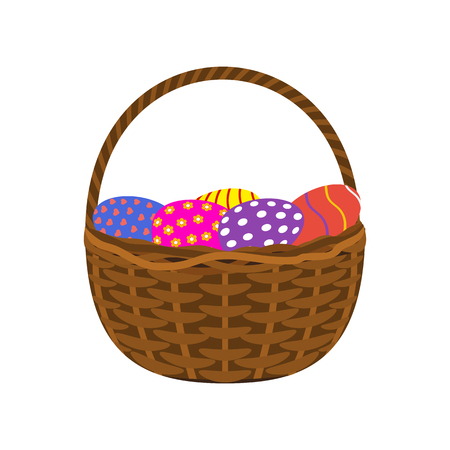 Easter eggs in a basket on a white backgroundのイラスト素材