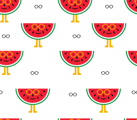 Seamless background of watermelon and glassesのイラスト素材