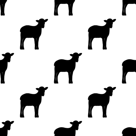 Seamless background, silhouette of lambsのイラスト素材