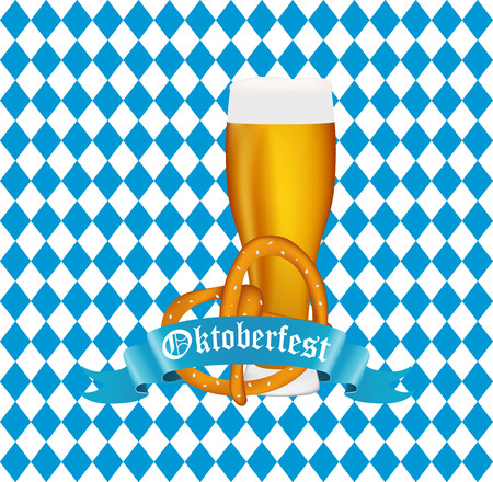 Beer with pretzel at the festival Oktoberfestのイラスト素材