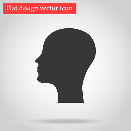 Silhouette of the head and face bald man icon flat design. vector illustrationのイラスト素材