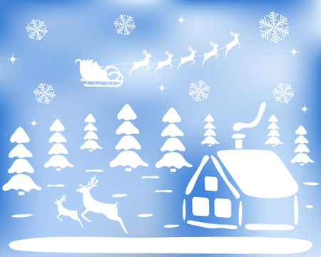 Stickers Christmas landscape for the holiday. Iconsのイラスト素材