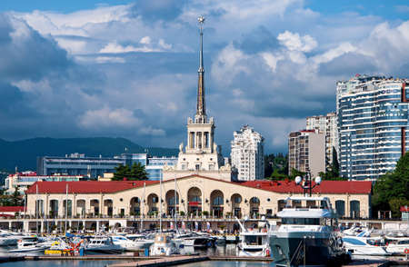 Sochi, Russia - June 1 , 2021: Marine station Port of Sochi, Krasnodar Krai, Russia .Seaport in Sochi.のeditorial素材