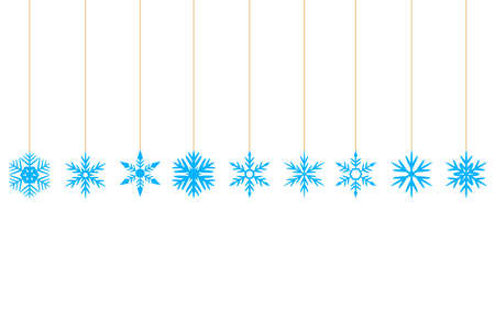 White Christmas snowflakes on threadsのイラスト素材