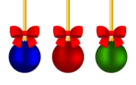 Red christmas ball on ribbonのイラスト素材