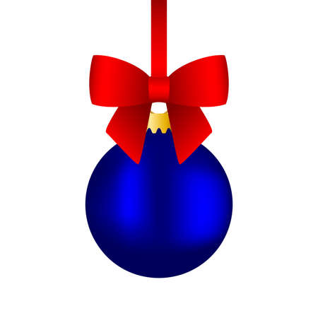 Blue christmas ball on ribbonのイラスト素材