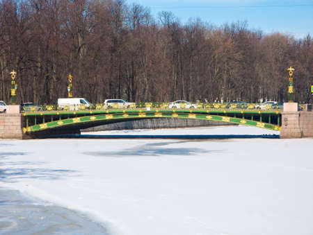 ST. PETERSBURG, RUSSIA - March 27 , 2021: Panteleimonovsky bridge