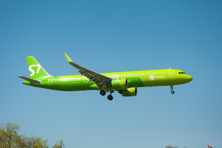 Sochi, Russia - April 22 , 2022: Airline S7, Airbus A321-271NX
