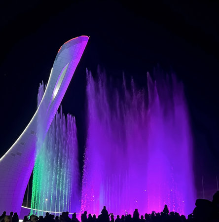 Sochi, Russia - April 7 2022: Singing fountain in the Olympic Park