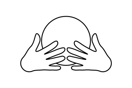 Hands holding a magic ball. Vector .のイラスト素材