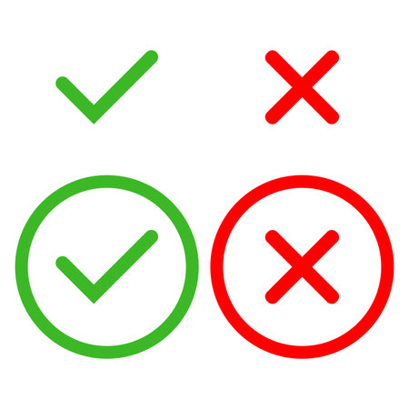 Decision making icons for yes and no voting. Vector illustration isolated on white background.のイラスト素材