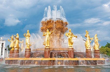 Moscow, Russia - June 30 , 2023: Fountain of Friendship of Peoples at the All-Russian Exhibition Centerのeditorial素材