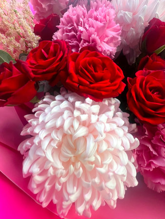 Bouquet of different beautiful flowersの写真素材