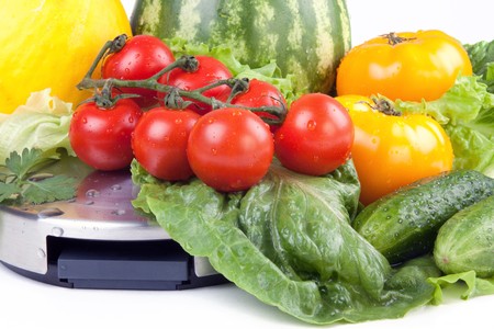 Fresh vegetables isolated on whiteの写真素材