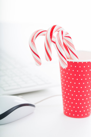 Christmas mood on the office tableの写真素材