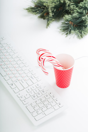 Christmas mood on the office tableの写真素材