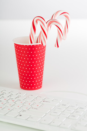 Christmas mood on the office tableの写真素材