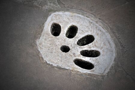 ancient sewage system in old cityの写真素材