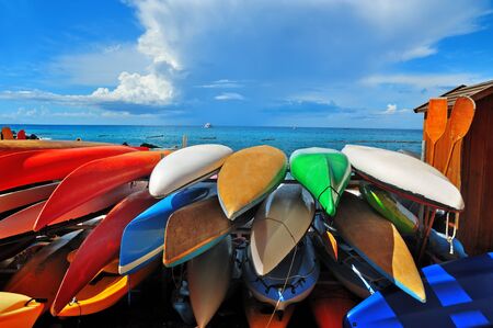 colorful kayaksの写真素材