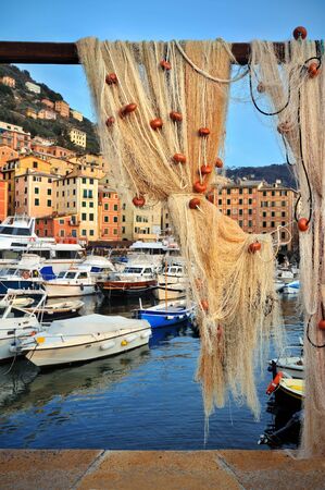 fishing nets in Camogli portの写真素材