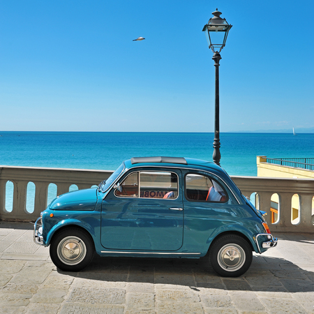 Camogli, Liguria, Italy - September 20, 2015: Festival Fiat 500 Rally organizers the Fiat 500 Club Genova Levante Italy.のeditorial素材