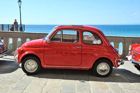 Camogli, Liguria, Italy - September 20, 2015: Festival Fiat 500 Rally organizers the Fiat 500 Club Genova Levante Italy.のeditorial素材