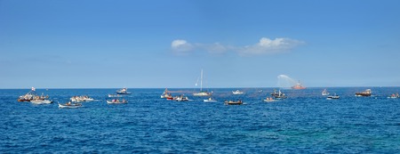 Camogli, Liguria, Italy - August 02, 2015: Festival "Stella Maris" Stella Maris is the traditional celebration that Camogli inhabitants dedicate to the Holy Virgin, worshipped with the title of "Star of the Sea", and that takes place every first Sunday ofのeditorial素材