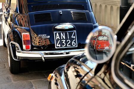 Camogli, Liguria, Italy - September 20, 2015: Festival Fiat 500 Rally organizers the Fiat 500 Club...