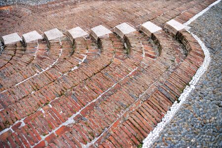 traditional historic Urban masonry stairs in Liguria, Italyの写真素材