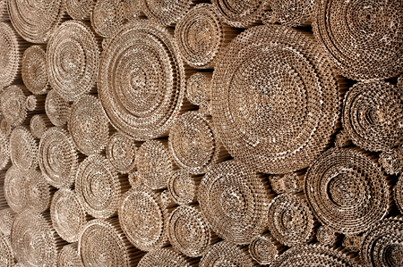 twisted coils of corrugated cardboardの写真素材