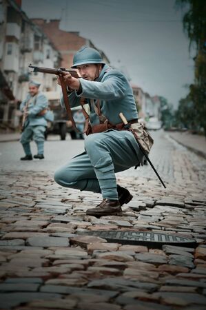 military-historical festival Chortkiv Athenziv in Chortkiv from June 15 to 17, 2018. Polish soldierのeditorial素材