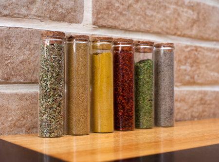 Oriental turkish spice in a glass container, tubes
