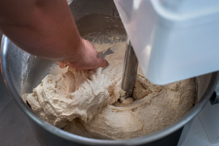 dough test for the consistency of the dough in a mixing bowl