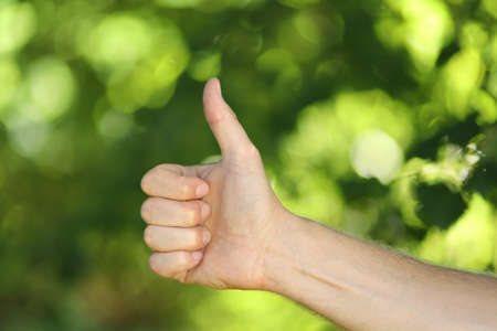 Like hand on a green summer background