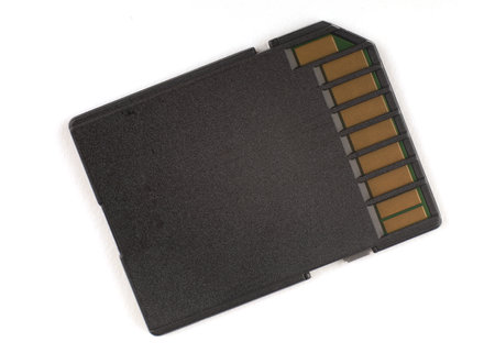 SD memory card on a white backgroundの写真素材
