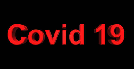 Covid 19 3d inscription in red lettersの写真素材