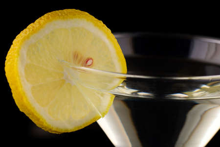 Lemon in a martini glass close-upの写真素材