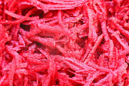 Beetroot sliced for salad closeupの写真素材