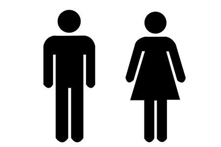 Icon of woman and man on a white backgroundの写真素材