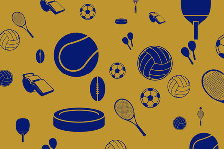 sports equipment on yellow backgroundの写真素材
