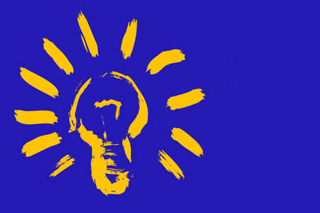 Yellow light bulb as a symbol of ideaの写真素材