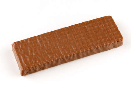 Sweets waffle in milk chocolate isolate on a white backgroundの写真素材