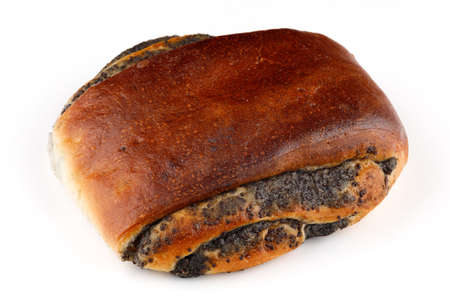 Bun with poppy seeds and muffins on a white backgroundの写真素材