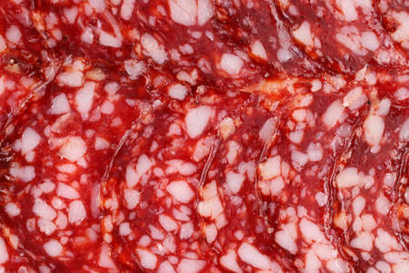 Red sausage sliced closeupの写真素材
