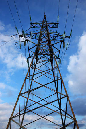 Metal support for power linesの写真素材
